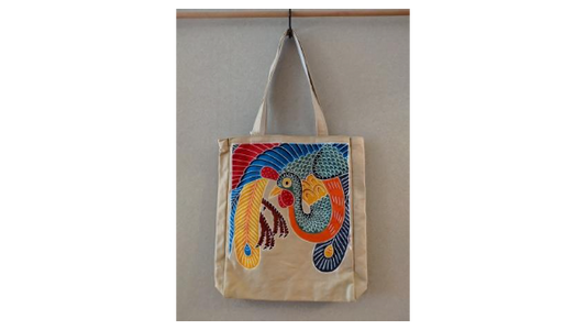 飛騨染 闘鶏楽トートバッグ 鳳凰柄